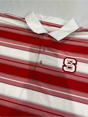 Columbia Golf NC State Red & White Striped Polo